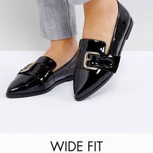 Asos Melvin wide fit pointed patent flats shoes